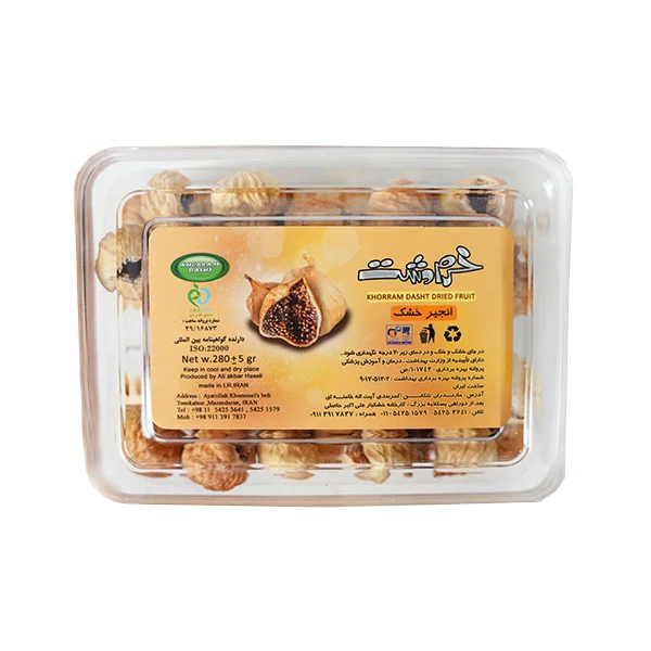 انجیر خشک 360 گرم پلی اتیلن اجیر خشک بهداشتی درجه 1 و اعلا بسته بندی 360 گرمی کریستالی خرمدشت حاصلی